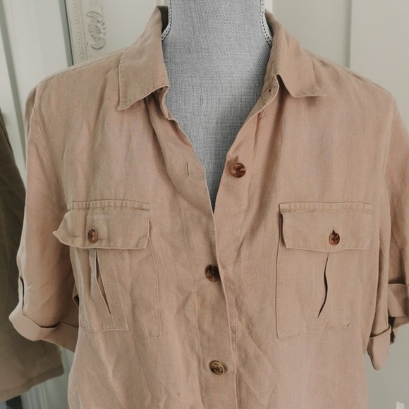 Evelyn & Arthur 100 % linen boxy safari blouse. Size L - Picture 7 of 7